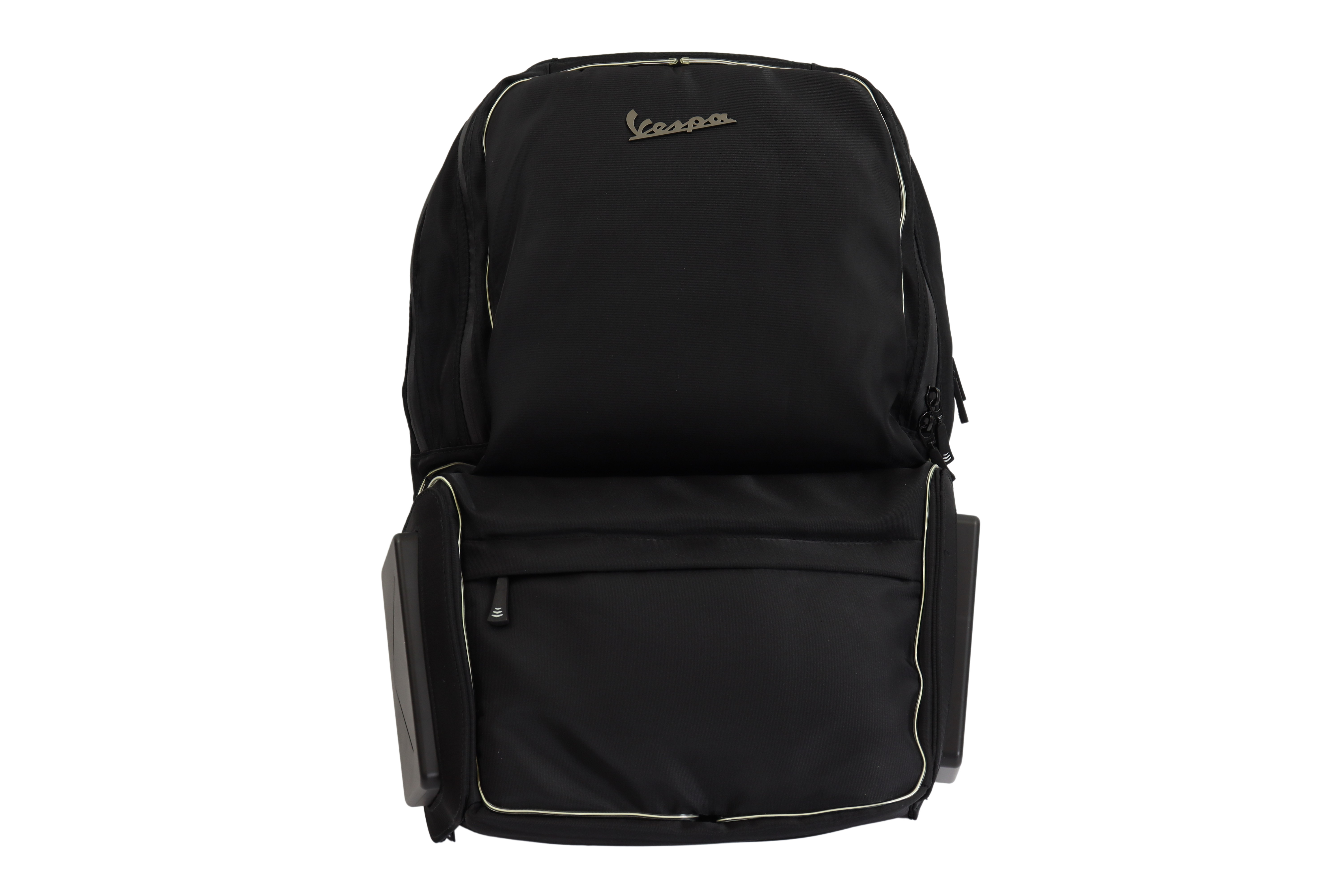 Rucksack Rückenprotektor Vespa Elettrica schwarz mit LED Leiste und Powerbank