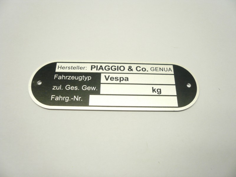 Typenschild "PIAGGIO & CO" Vespa alle Modelle